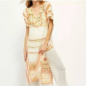 FREE PEOPLE Crocheted Tunic Kaftan Coverup